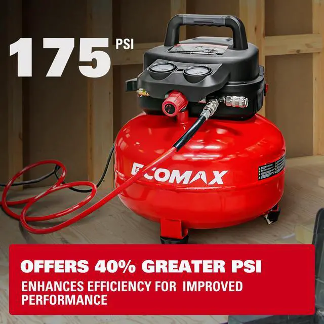Alt view image 4 of 6 - Air Compressor, 6-Gallon Pancake Air Compressor, MAX 175PSI, Compressor for Air Tools with 10 PCS Air Compressor Accessories Kit