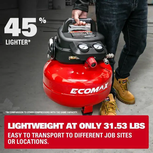 Alt view image 5 of 6 - Air Compressor, 6-Gallon Pancake Air Compressor, MAX 175PSI, Compressor for Air Tools with 10 PCS Air Compressor Accessories Kit