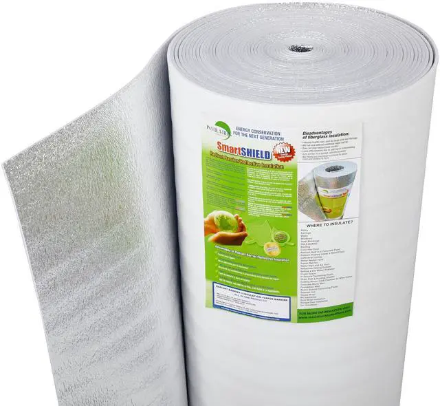 Main image of SmartSHIELD -5mm 48" x100ft R15 Reflective Foam Core Insulation roll, Cold and Heat Shield, Radiant Barrier, Thermal Insulation - White / Foil