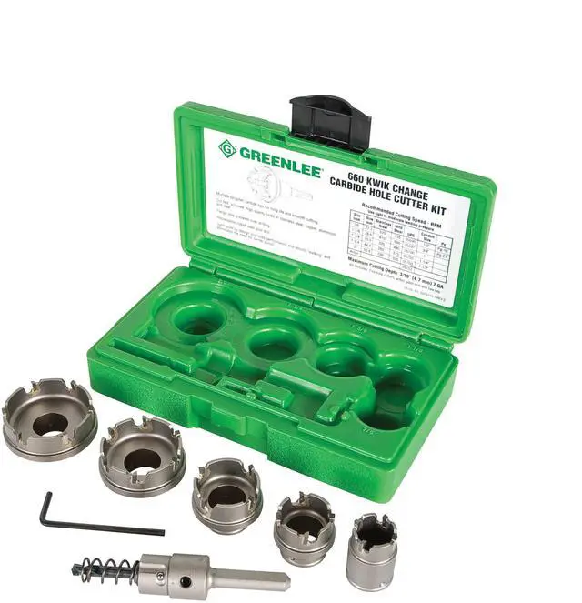 Main image of 660 6-Piece Quick Change Carbide-Tipped Unfinished Hole Cutter Set, 7/8" - 2"