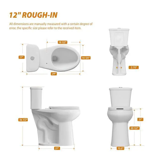 Alt view image 5 of 6 - 21 Inch Tall Toilet Elongated with Comfort Chair Seat, 1.28 Gpf Powerful Dual Flush Extra Tall Toilets, 12 Inch Rough In Bathrooms, Comfort Height Toilet for Seniors & Tall Person