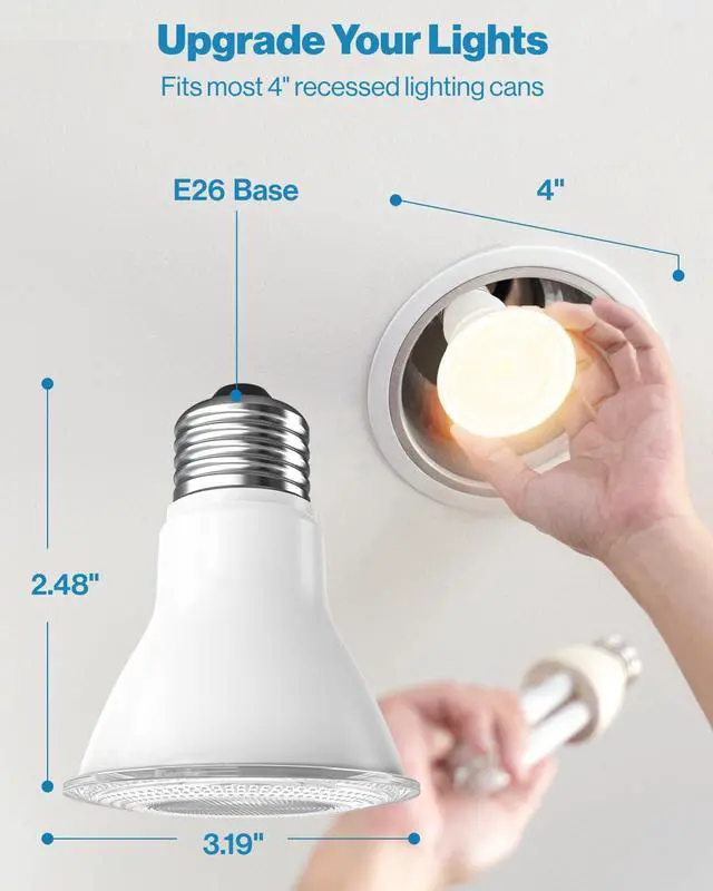 Alt view image 3 of 6 - Sunco 80 Pack PAR20 LED Bulb,Track Light Bulbs Flood Lighting Indoor Outdoor, High Brightness, 800 LM, 8W (50W Equivalent), 2700K Warm White, Dimmable, E26 Medium Base, Exterior, Wet Rated UL