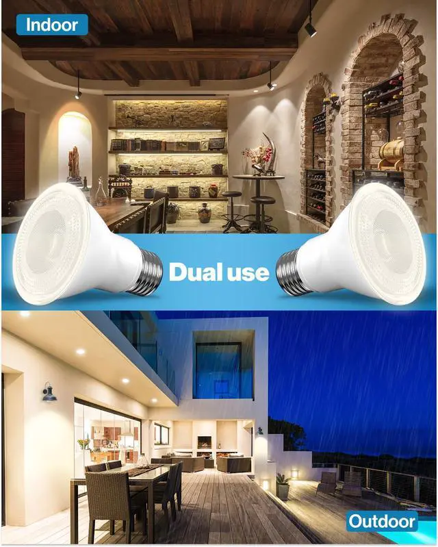 Alt view image 5 of 6 - Sunco 80 Pack PAR20 LED Bulb,Track Light Bulbs Flood Lighting Indoor Outdoor, High Brightness, 800 LM, 8W (50W Equivalent), 2700K Warm White, Dimmable, E26 Medium Base, Exterior, Wet Rated UL
