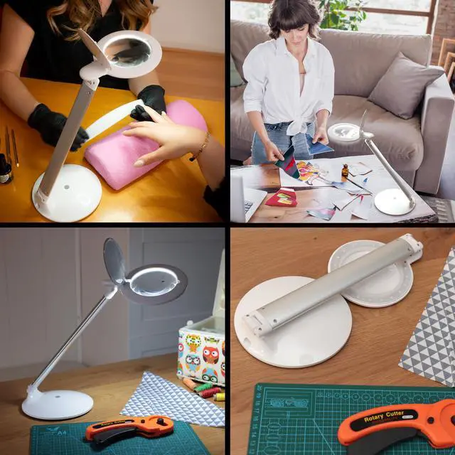 Alt view image 5 of 6 - Company Halo Go Magnifier Lamp, Rechargeable USB, Portable, Lightweight, Desk Lamp Reading, Hobbies, Sewing, Crafts, Nail Salon, Handcrafts and More, Colour Temperature: 6,000 K, White