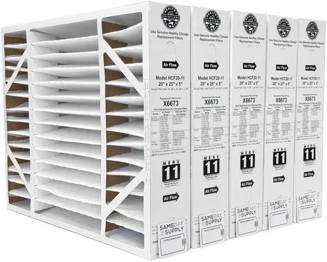 Main image of Lennox X6673-20" x 25" x 5" HCF20-11 Air Filter, MERV 11 Filter Bundle with Same Day Supply Filter Change Reminder Magnet (5-Pack)