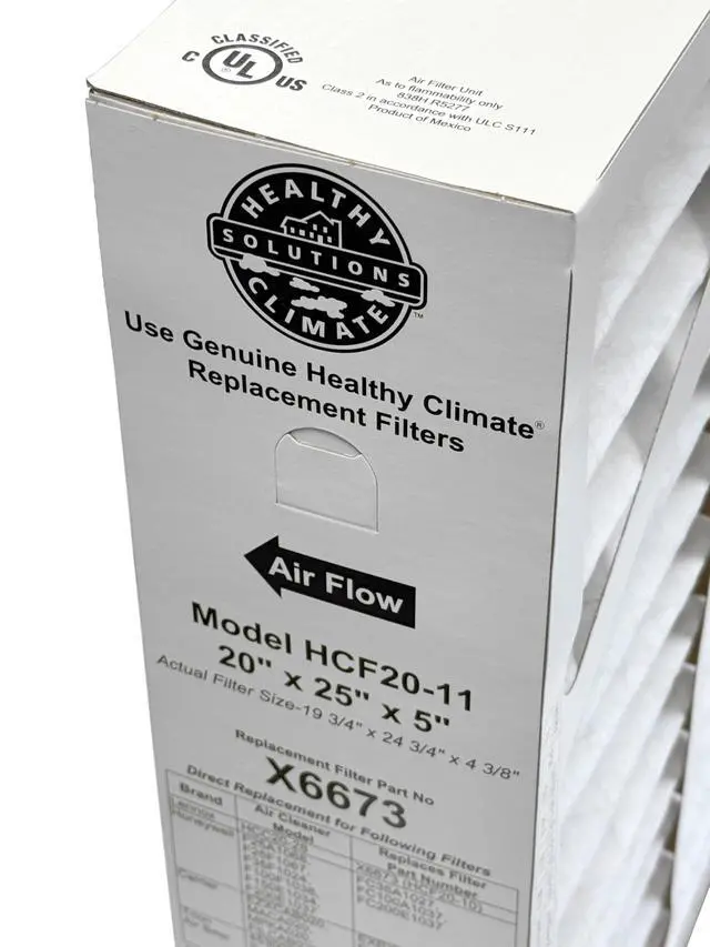 Alt view image 2 of 6 - Lennox X6673-20" x 25" x 5" HCF20-11 Air Filter, MERV 11 Filter Bundle with Same Day Supply Filter Change Reminder Magnet (5-Pack)