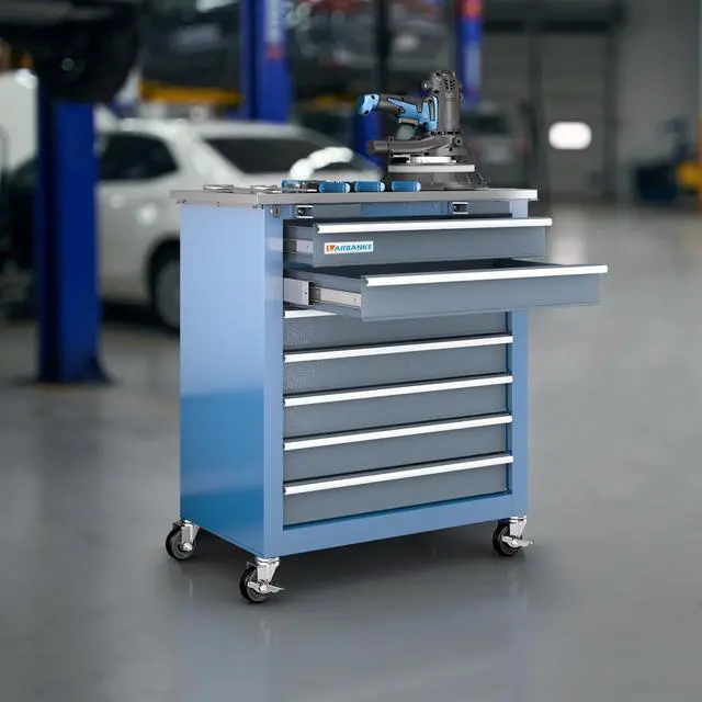 Alt view image 2 of 6 - 7-Drawer Rolling Tool Chest with Stainless Steel Countertop,Tool Chest with Secure Locking System,Tool Cabinet with 360°Wheels and Padded Feet,for Home, Garage and Office