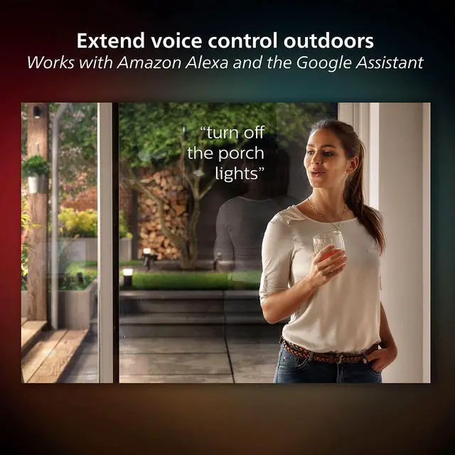 Alt view image 3 of 6 - Appear Outdoor Smart Wall Light, Black - White and Color Ambiance LED Color-Changing Light - 2 Pack - Requires Hue Bridge - Control with Hue App and Voice - Weatherproof