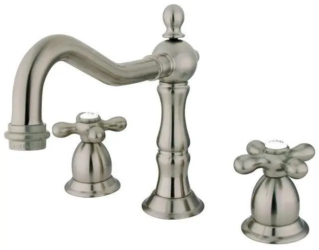 Main image of KS1978AX Heritage Widespread Lavatory Faucet with Metal Cross Handle, Brushed Nickel