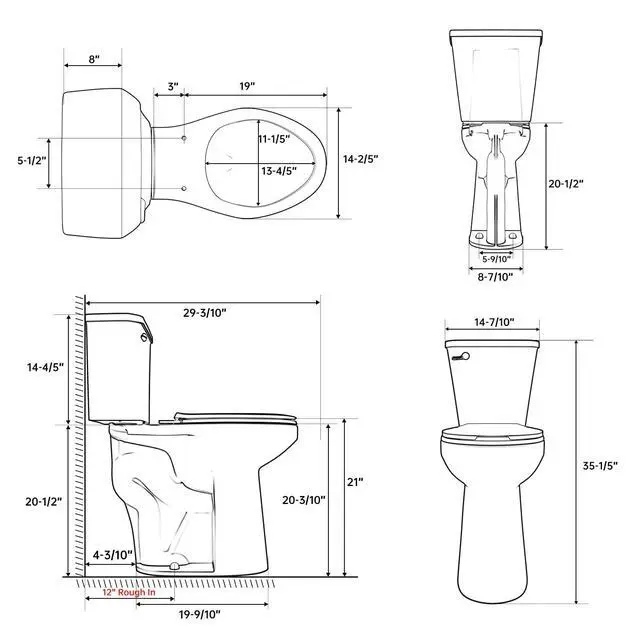 Alt view image 2 of 6 - 21 Inch High Toilet Elongated Extra Tall Toilets with Comfort Height Toilet Seat & 1.28 GPF Single Flush, Suitable For Seniors & Tall Person