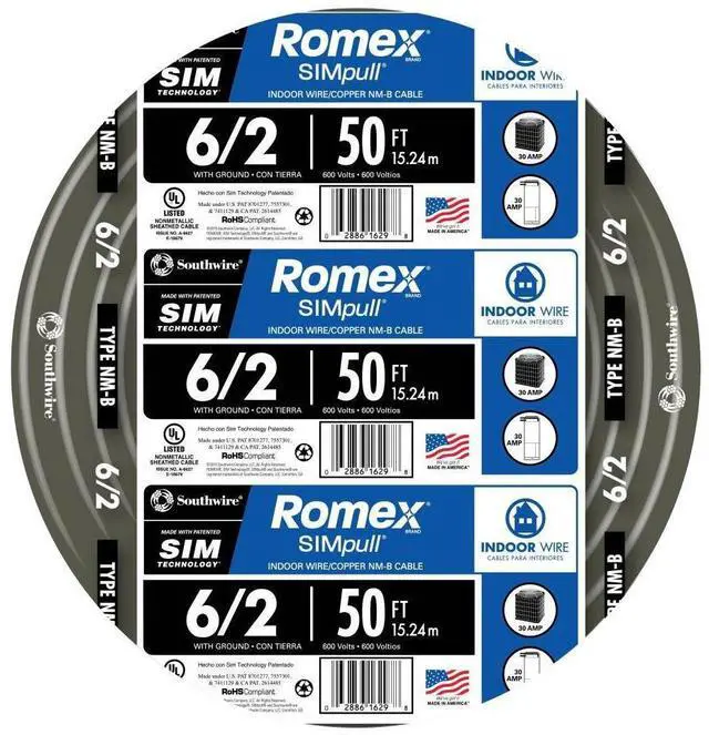 Main image of 28894422 6/2 NM-B Wire - Black (50FT.)