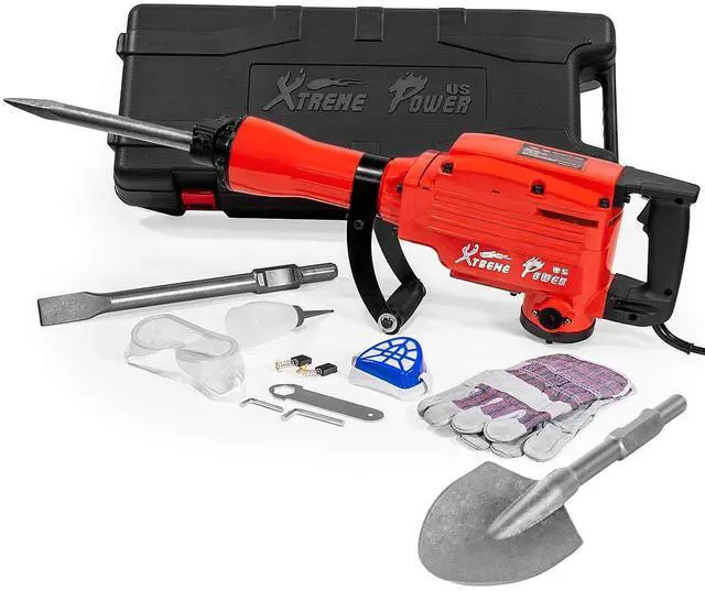 Main image of 2200W Electric Demolition Jack Hammer Concrete Breaker Punch Drill Chisel & Shovel Digging Bits w/Case