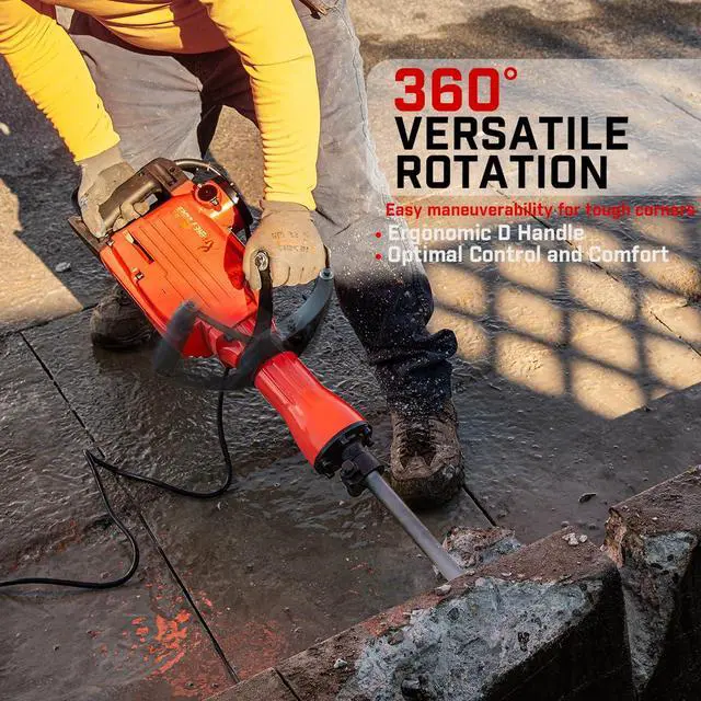 Alt view image 4 of 6 - 2200W Electric Demolition Jack Hammer Concrete Breaker Punch Drill Chisel & Shovel Digging Bits w/Case