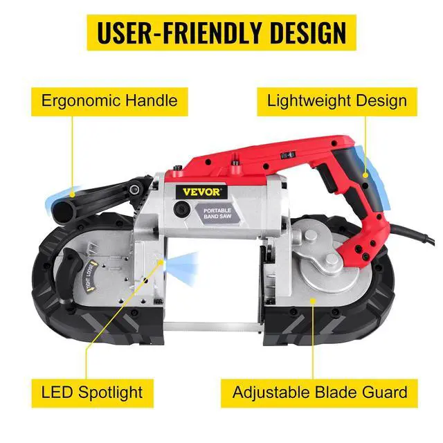 Alt view image 4 of 6 - Portable Band Saw, 5Inch Cutting Capacity Corded BandSaw, Variable Speed Hand held Band Saw,10Amp Motor Portable Bandsaw, Deep Cut Bandsaw for Metal Wood Tubing Pipes Rebar and Plastic