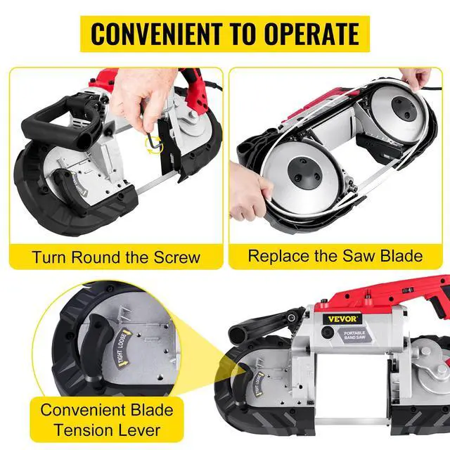 Alt view image 6 of 6 - Portable Band Saw, 5Inch Cutting Capacity Corded BandSaw, Variable Speed Hand held Band Saw,10Amp Motor Portable Bandsaw, Deep Cut Bandsaw for Metal Wood Tubing Pipes Rebar and Plastic