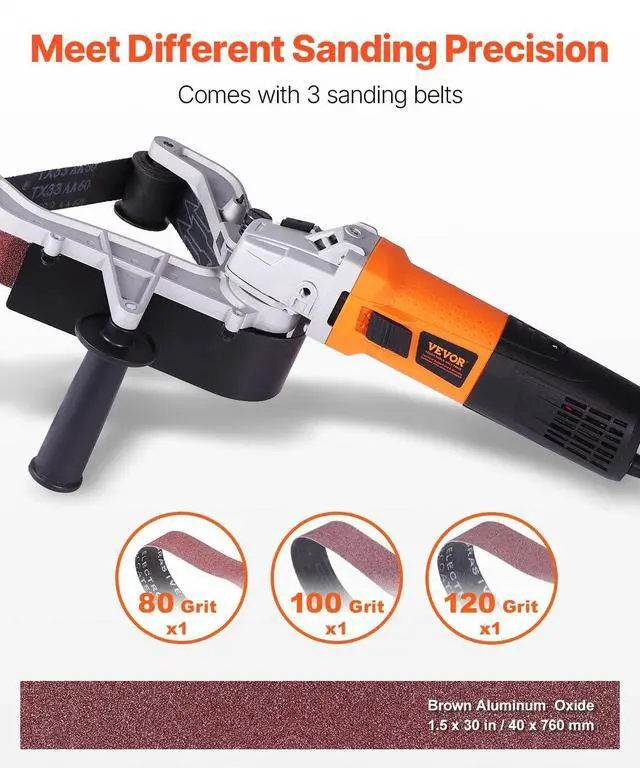Alt view image 4 of 6 - 1000W Pipe Belt Sander, 6-Speed Tube Polisher 1100-3200rpm, Handheld Grinding Sanding Tool with 3PCS Sanding Belts, Ideal for Rust Burnishing Finishing Removal