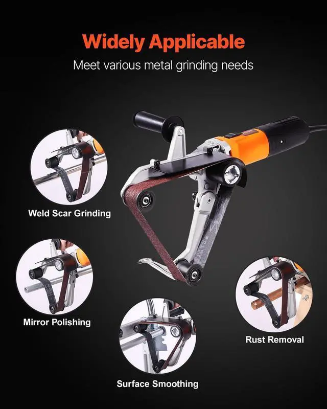 Alt view image 6 of 6 - 1000W Pipe Belt Sander, 6-Speed Tube Polisher 1100-3200rpm, Handheld Grinding Sanding Tool with 3PCS Sanding Belts, Ideal for Rust Burnishing Finishing Removal