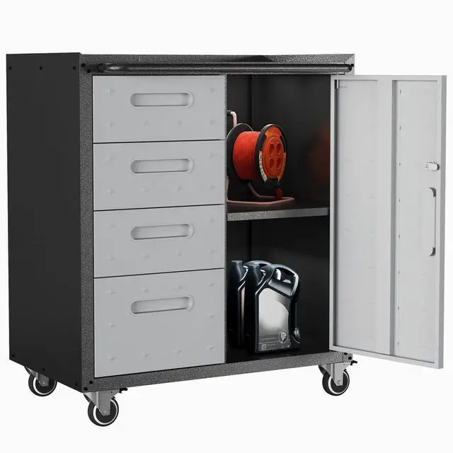 Main image of Metal Mobile Tool Storage Cabinet with Wheels,Heavy Duty Rolling Tool Cabinets for Garage,Metal Storage Cabinets with 4 Drawer and 1 Locking Doors,Assembly Required
