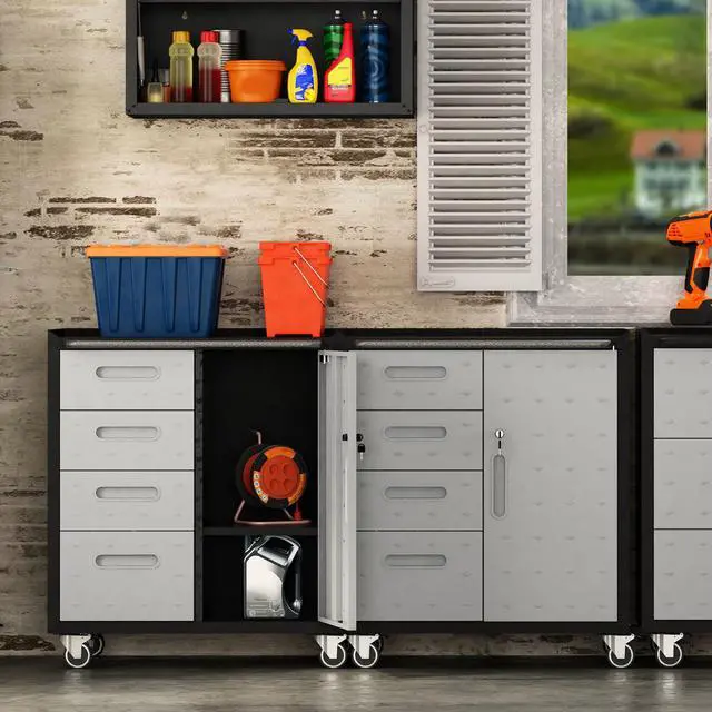 Alt view image 2 of 6 - Metal Mobile Tool Storage Cabinet with Wheels,Heavy Duty Rolling Tool Cabinets for Garage,Metal Storage Cabinets with 4 Drawer and 1 Locking Doors,Assembly Required