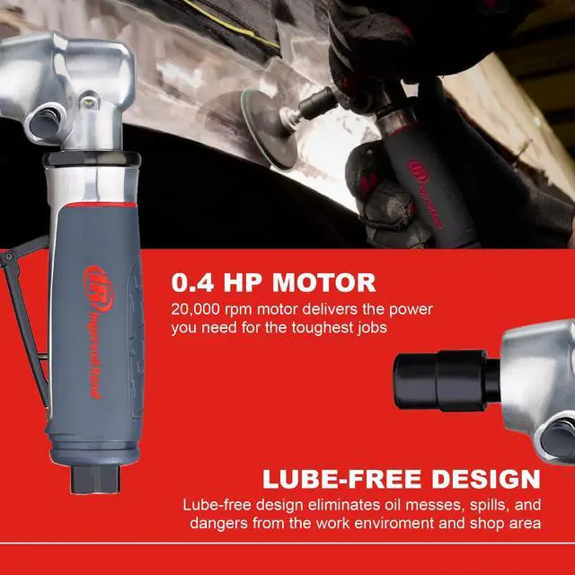 Alt view image 3 of 6 - 5102MAX Air Die Grinder Right Angle, Ergonomic Grip, 0.4 HP and 20,000 RPM Motor, Lightweight Tool, Spindle Lock, Grey