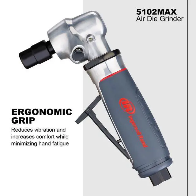 Alt view image 4 of 6 - 5102MAX Air Die Grinder Right Angle, Ergonomic Grip, 0.4 HP and 20,000 RPM Motor, Lightweight Tool, Spindle Lock, Grey