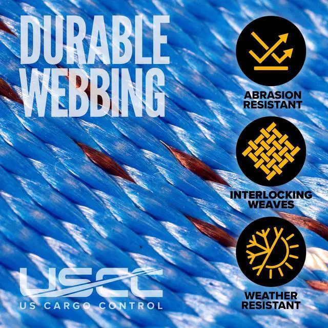 Alt view image 5 of 6 - E Track Straps 2" x 20' (20-Pack), 4,400 LBS Break Strength, Blue Heavy Duty E Track Ratchet Straps with 4' Fixed End and Spring E-Fittings, Logistic Tiedowns for Box Trucks, Vans