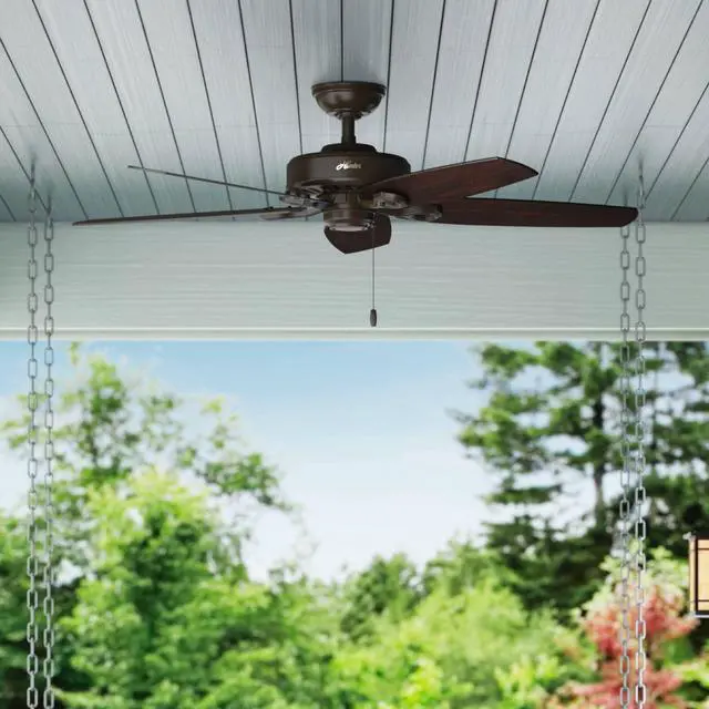 Alt view image 3 of 6 - Indoor / Outdoor Ceiling Fan, with pull chain control - Builder Elite 52 inch, New Bronze, 53292