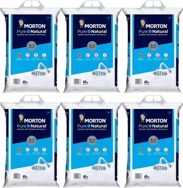Main image of Salt-E Pure & Natural Water Softener Salt Crystals, 40 lb Bags, 6 Pack, All-Natural Mineral Remover for Hard Water, Compatible with All Major Softener Systems