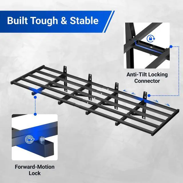 Alt view image 5 of 6 - Fold-Down 2x6ft Garage Wall Shelving, 4-Pack Heavy Duty Folding Garage Shelving Wall Mounted, 1800 lbs Capacity, Storage for Power Tools, Garden Supplies & Seasonal Storage, Lite Series