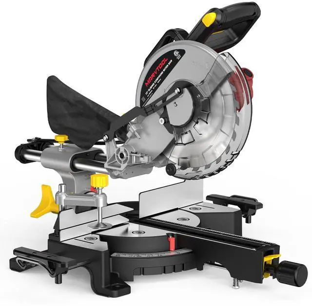 Main image of 10-inch Sliding Compound Miter Saw, 5000RPM, 15 Amp, Single Bevel 0-45° with Extension Table, 36T Blade, Power Saw for Metal, Plastic, Wood, Laminates