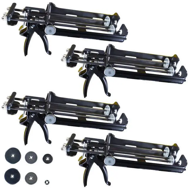 Main image of Dual Cartridge Epoxy Gun for 400mL, 450mL, 600 mL, 650 mL (1:1 and 2:1) Dual Component Cartridges 25:1 Thrust Ratio, Professional 2 Part Epoxy Gun, Pack of 4