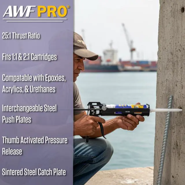 Alt view image 2 of 6 - Dual Cartridge Epoxy Gun for 400mL, 450mL, 600 mL, 650 mL (1:1 and 2:1) Dual Component Cartridges 25:1 Thrust Ratio, Professional 2 Part Epoxy Gun, Pack of 4