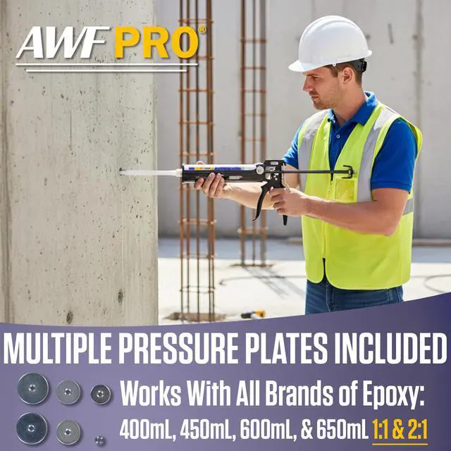 Alt view image 4 of 6 - Dual Cartridge Epoxy Gun for 400mL, 450mL, 600 mL, 650 mL (1:1 and 2:1) Dual Component Cartridges 25:1 Thrust Ratio, Professional 2 Part Epoxy Gun, Pack of 4