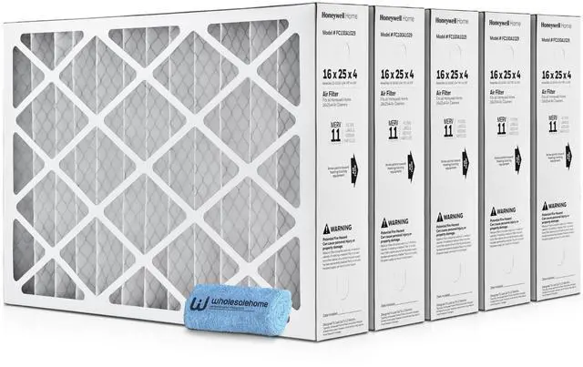Main image of 16x25x4 Air Filter Replacement MERV 11, FC100A1029 Pleated HVAC AC Furnace Filters with Cleaning Cloth, 5-Pack (Actual Size: 15.94 x 24.86 x 4.38 Inches)