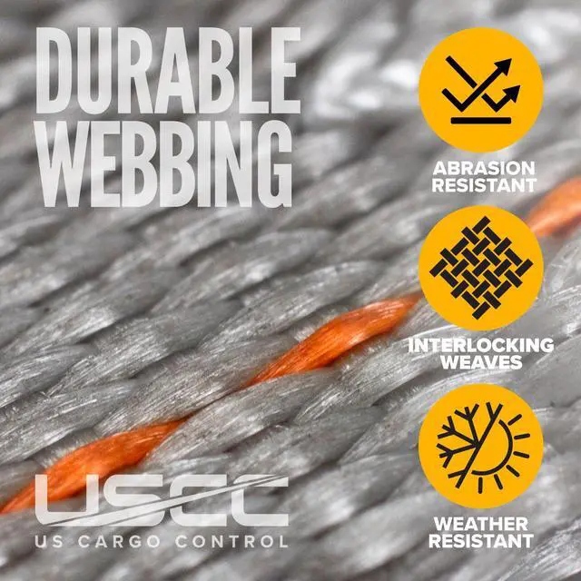 Alt view image 5 of 6 - E Track Straps 2" x 16' (25-Pack), 4,400 LBS Break Strength, Gray Heavy Duty E Track Ratchet Straps with 4' Fixed End and Spring E-Fittings, Logistic Tiedowns for Box Trucks, Vans