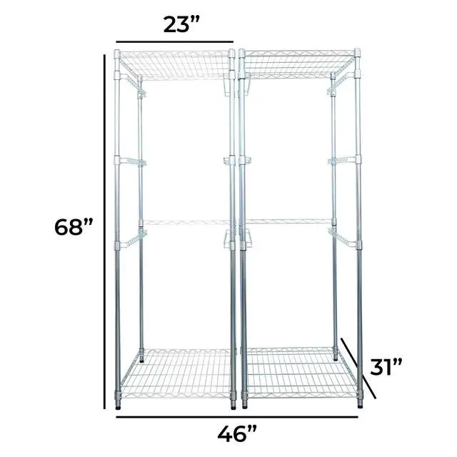 Alt view image 3 of 6 - 2 Pack 5-Tier Steel Tote Rack - Maximize Space, Declutter, Organization, NSF Certified, Bin Storage for Garage, Pantry, Kitchen, Workspace, 5 Shelves, 31 x 23 x 68, Zinc