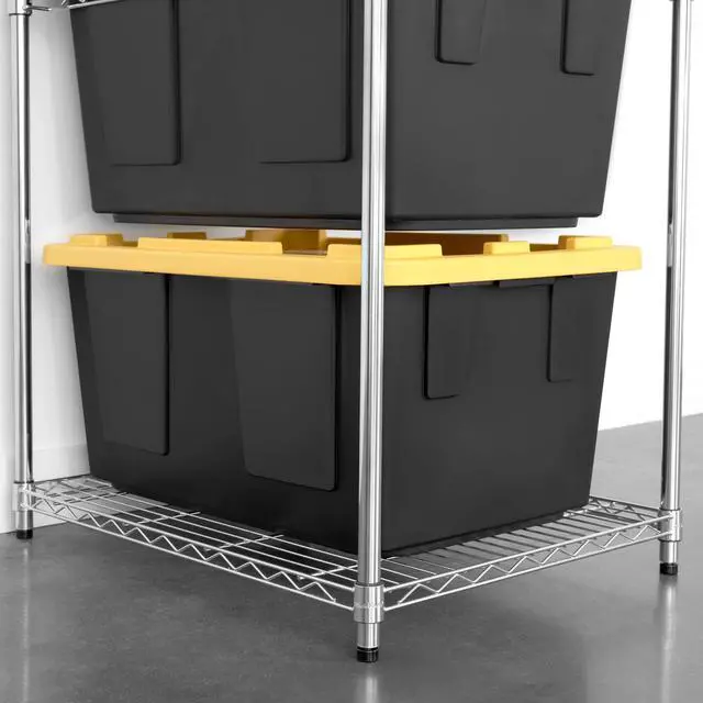 Alt view image 5 of 6 - 2 Pack 5-Tier Steel Tote Rack - Maximize Space, Declutter, Organization, NSF Certified, Bin Storage for Garage, Pantry, Kitchen, Workspace, 5 Shelves, 31 x 23 x 68, Zinc