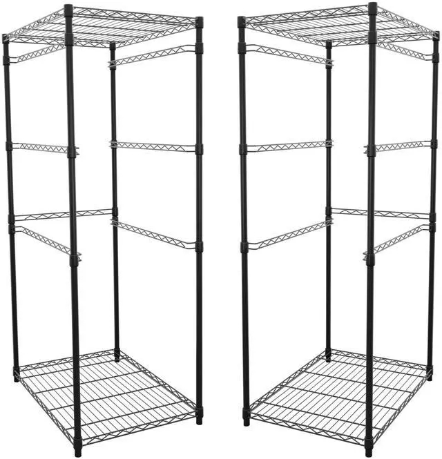 Main image of 2 Pack 5-Tier Steel Tote Rack - Maximize Space, Declutter, Organization, NSF Certified, Bin Storage for Garage, Pantry, Kitchen, Workspace, 5 Shelves, 31 x 23 x 68, Black