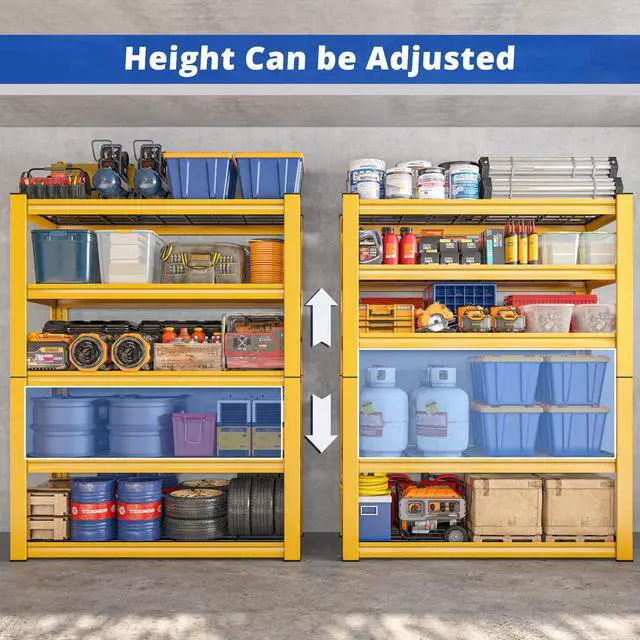 Alt view image 5 of 6 - 2-Pack Commercial Heavy Duty Shelving, 3010 LBS Capacity per Shelf 72" H Industrial Storage Rack, 5-Tier Adjustable Boltless Rivet Metal Shelving Unit for Warehouse Garage Workshop Retail Store