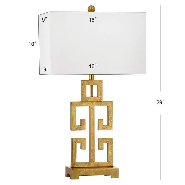 Alt view image 3 of 3 - Lighting Collection Greek Key Table Lamp Set of 2 Antique Gold Metal Base with White Fabric Shade, LED Bulbs Included, 29-Inch Bedroom Living Room Desk Lamps (LIT4305A-SET2)