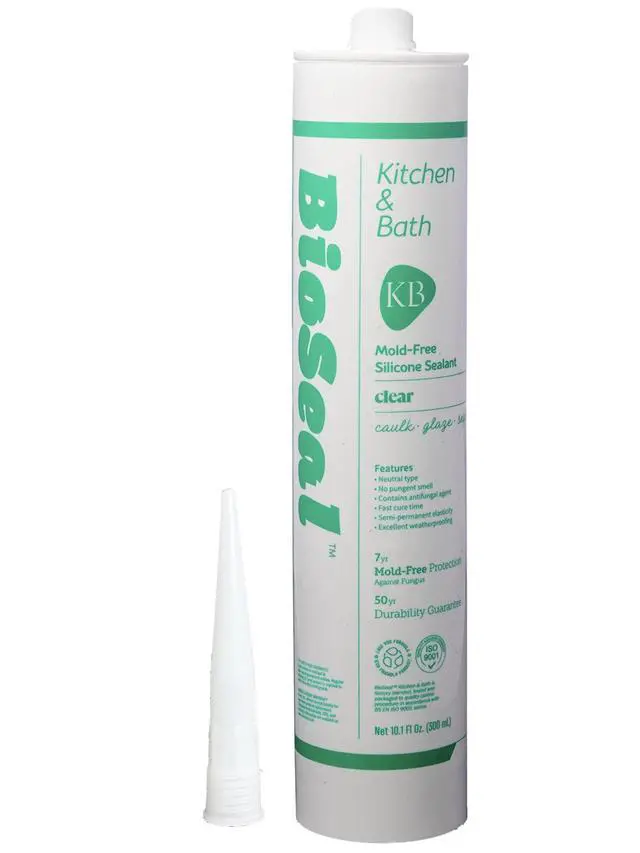 Alt view image 2 of 6 - Clear BioSeal 100% Silicone Sealant Caulk Kitchen and Bath Grade, Waterproof and No Odor No Color Change 10.1 Ounce Cartridge, 50 Clear Tubes Set / 2 Boxes