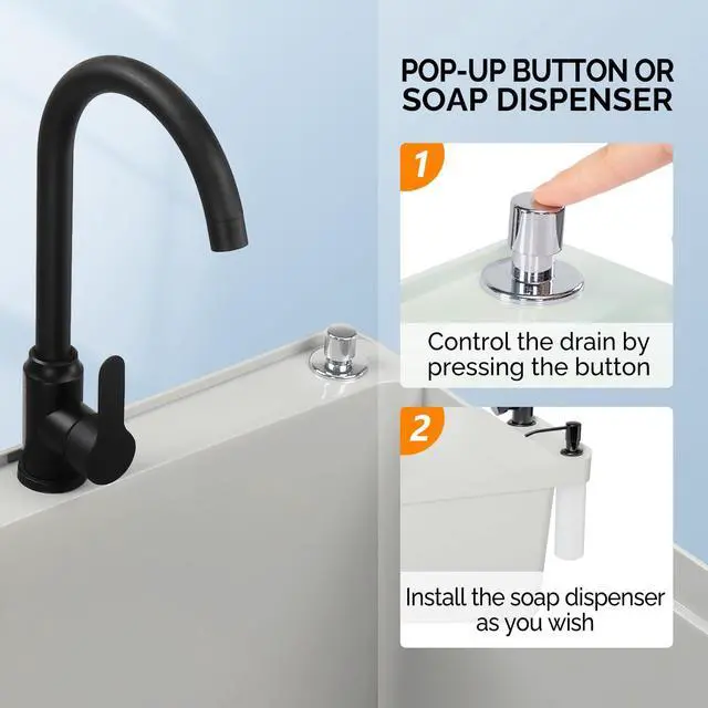 Alt view image 3 of 6 - Utility Sink Laundry Tub for Washing Room, Freestanding Utility Sink with Stainless Steel Faucet (23.6"W×23.6"D×36.2"H, Grey)