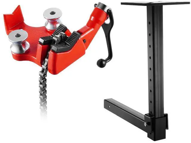 Main image of Heavy-Duty Pipe Chain Vise, 1/8" - 5" Pipe Capacity, 26" Rugged Chain & Cast Iron Base, Hitch Mount Vise Plate Holder With Adjustable Height - Fits 2 inch x 2 inch Receiver