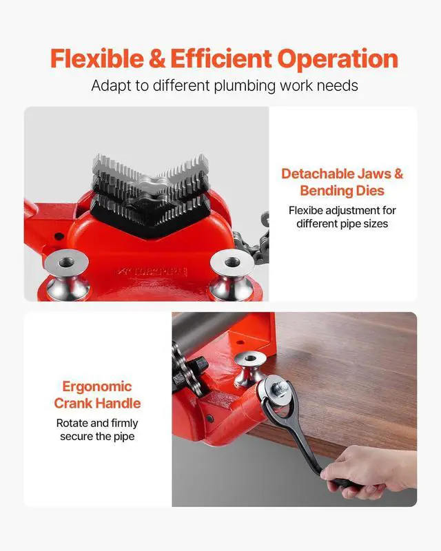 Alt view image 4 of 6 - Heavy-Duty Pipe Chain Vise, 1/2" - 8" Pipe Capacity, 34.6" Rugged Chain & Cast Iron Base, Industrial-Grade Pipe Clamping for Plumbing, Automotive Repairs, Metalworking