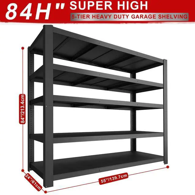 Alt view image 2 of 6 - 84" H Garage Shelving,Storage Shelves 3050LBS Heavy Duty Storage Shelves,Adjustable Metal Shelving,for Garage,Warehouse,Basement,Pantry 84" H x 55" W x 24" D