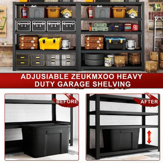 Alt view image 5 of 6 - 84" H Garage Shelving,Storage Shelves 3050LBS Heavy Duty Storage Shelves,Adjustable Metal Shelving,for Garage,Warehouse,Basement,Pantry 84" H x 55" W x 24" D