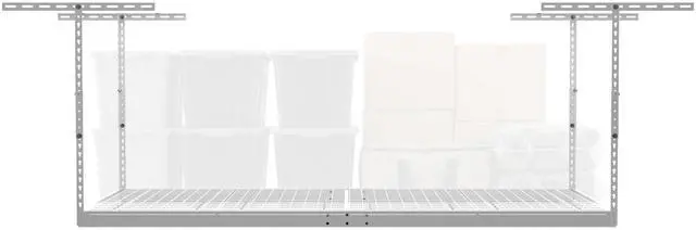 Main image of MonsterRax Overhead Garage Storage Rack - 4 x 8 Ceiling Rack for Garage Racks, Organization Shelving, Adjustable Hanging Shelf, White, 12"-21" Height Adjustment