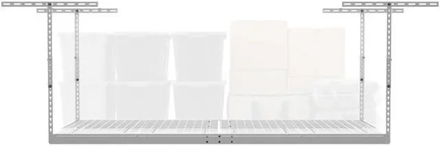 Main image of MonsterRax Overhead Garage Storage Rack - 4 x 8 Ceiling Shelving, Adjustable Hanging Racks, Color: White, 24"-45" Ceiling Drop