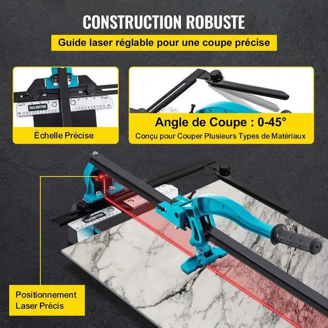 Alt view image 4 of 6 - Mophorn 48 Inch Tile Cutter Single Rail Double Brackets Manual Tile Cutter 3/5 in Cap w/Precise Laser Manual Cutter Tools for Precision Cutting (48 Inch)