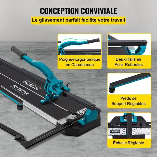 Alt view image 6 of 6 - Mophorn 48 Inch Tile Cutter Single Rail Double Brackets Manual Tile Cutter 3/5 in Cap w/Precise Laser Manual Cutter Tools for Precision Cutting (48 Inch)
